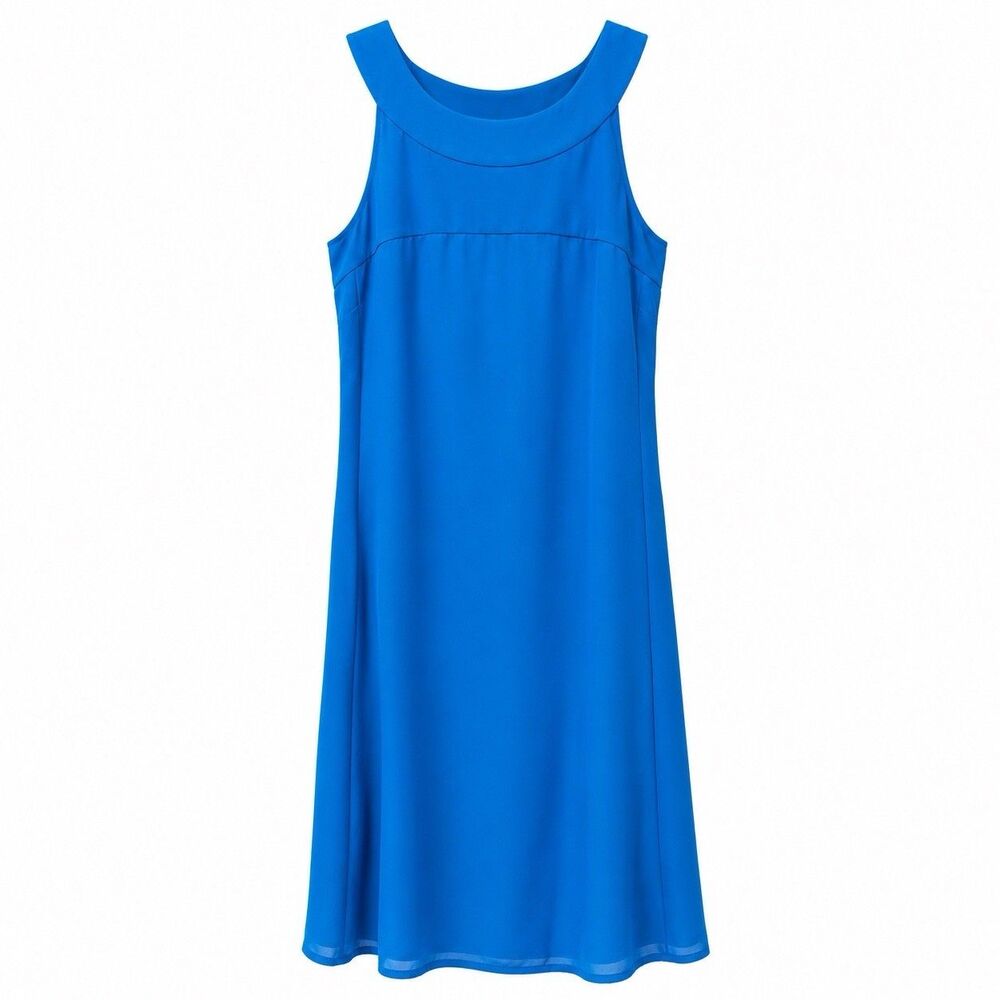 H&M Women’s Size 2 Blue Sleeveless Fit & Flare Dress Bow Lined Mini